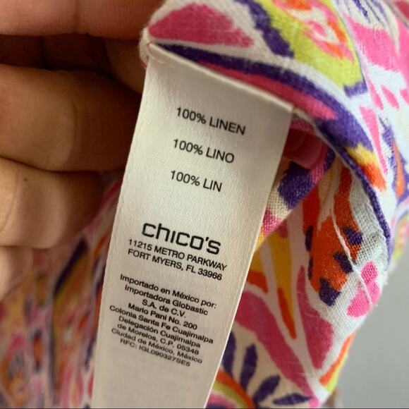 Chico's No Iron 100% Linen Geometric Top Chico's 2 - Large - Picture 7 of 12